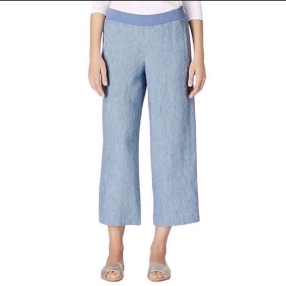 J. Jill Sky love linen Blue and white striped linen Pants
